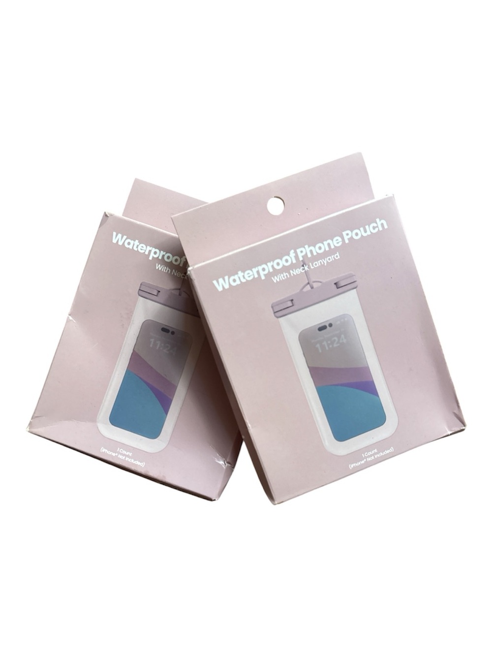 2 pack Universal Waterproof Phone Pouch with Neck Lanyard - Pink